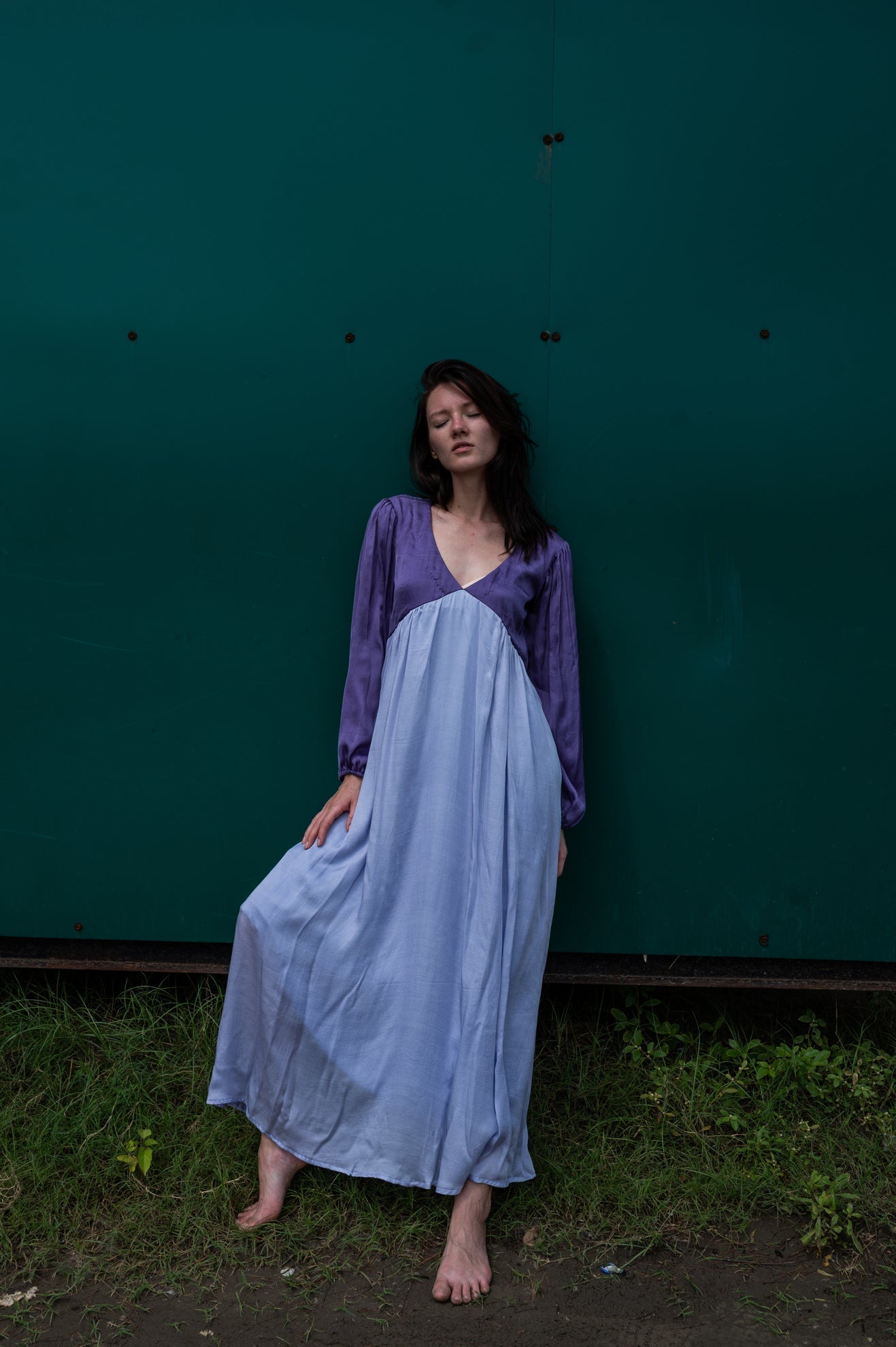 Purple-Lilac Full Length Dress - CiceroniNeora