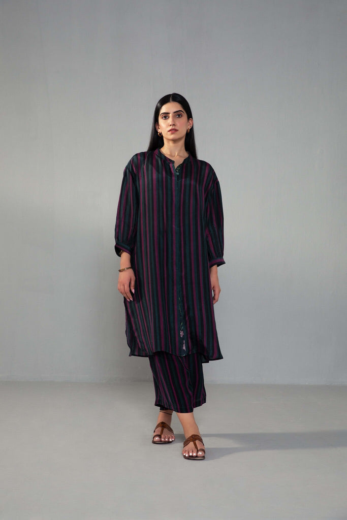 Rambha Multi Stripes Set - Blue - CiceroniKurta Set, Festive wearLabel Shreya Sharma