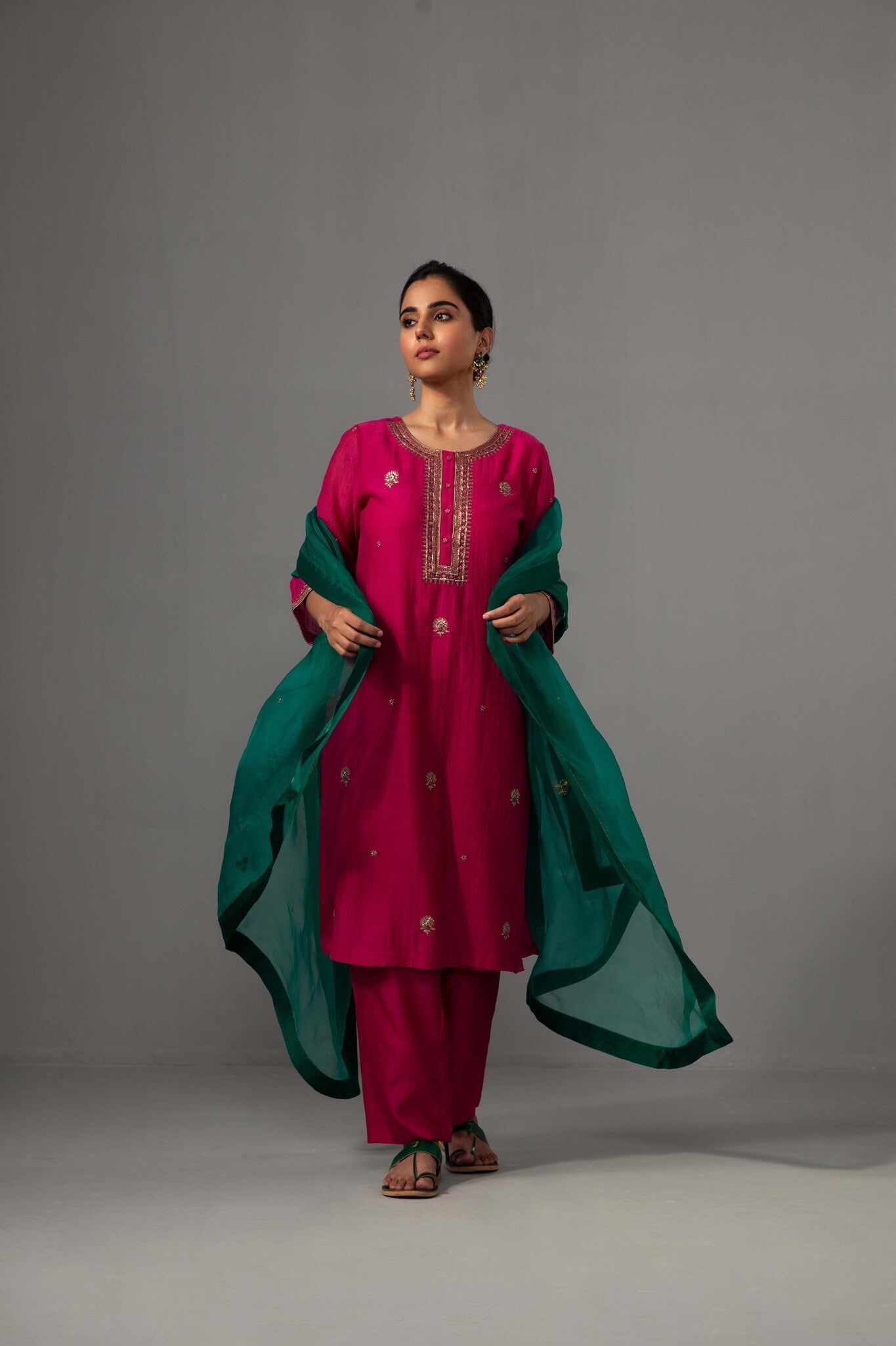 Ramya Kurta Dupatta Set - Fuchsia Pink - CiceroniKurta Set, Festive wearLabel Shreya Sharma