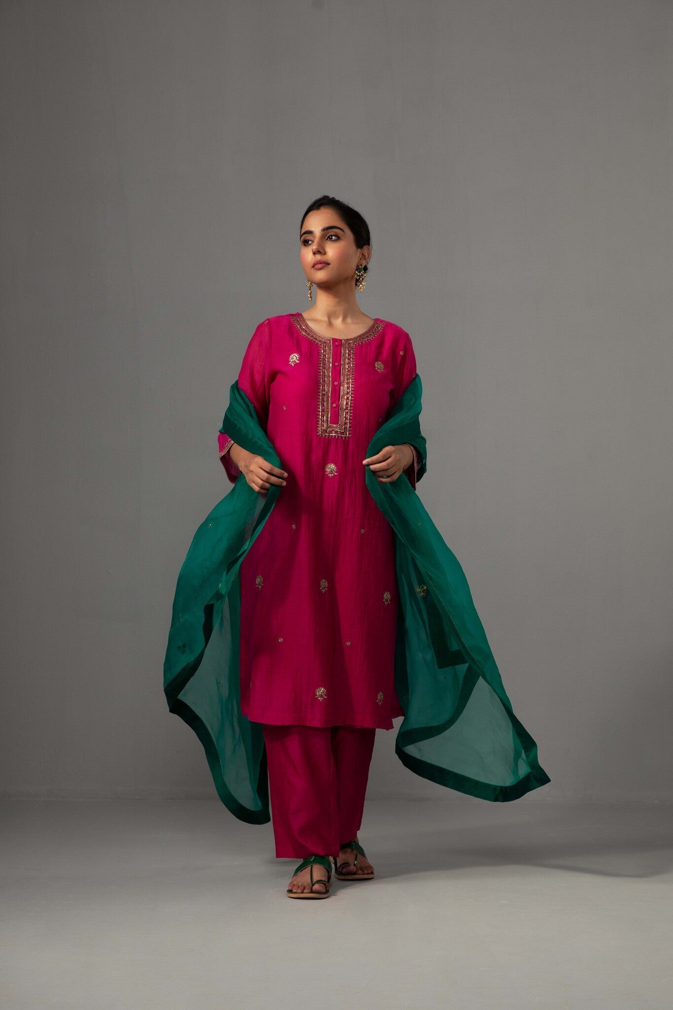 Ramya Kurta Dupatta Set - Fuchsia Pink - CiceroniKurta Set, Festive wearLabel Shreya Sharma