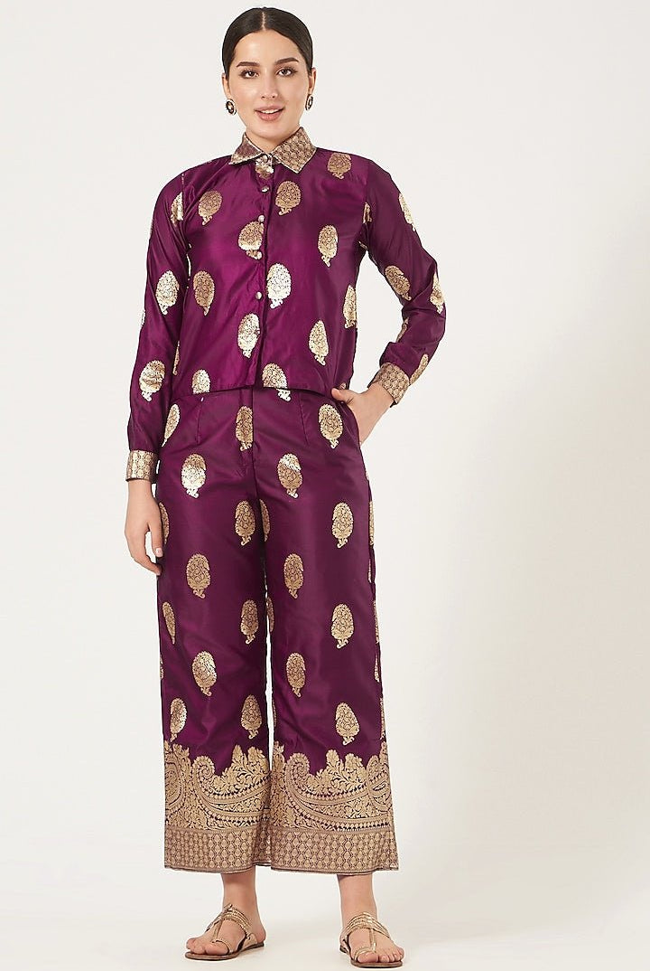 Ranisa Silk Coord Set In Purple - CiceroniCo-ord Setshriya singhi