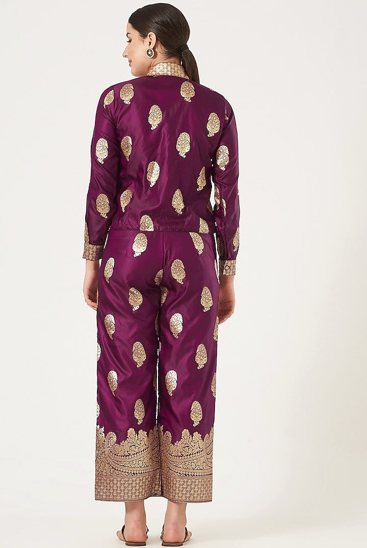 Ranisa Silk Coord Set In Purple - CiceroniCo-ord Setshriya singhi
