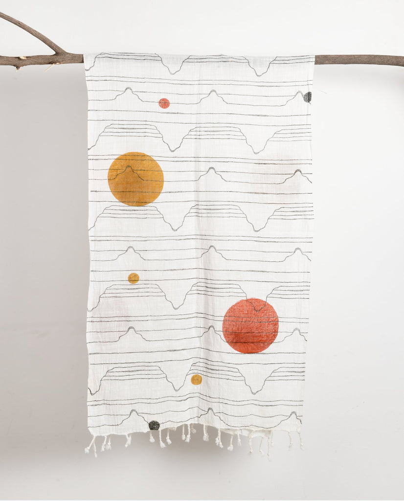 Red Sun Moon Scarf - CiceroniRias Jaipur
