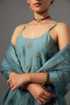 Roomani Ghera Set - Aqua Blue - CiceroniKurta Set, Festive wearLabel Shreya Sharma