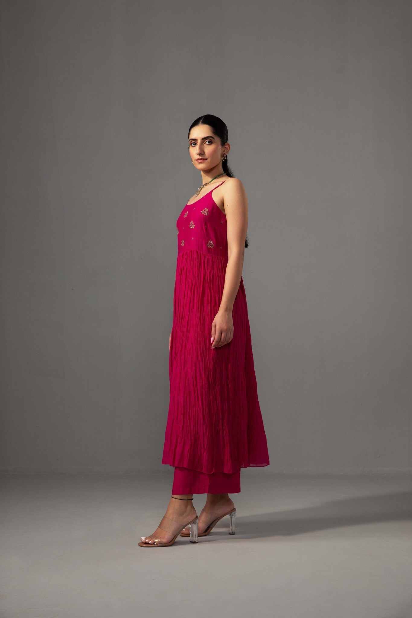 Roomani Ghera Set - Fuchsia Pink - CiceroniKurta Set, Festive wearLabel Shreya Sharma