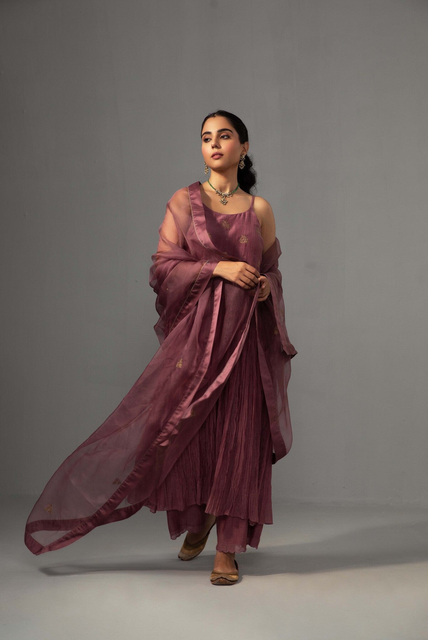Roomani Ghera Set - Mauve - CiceroniKurta Set, Festive wearLabel Shreya Sharma