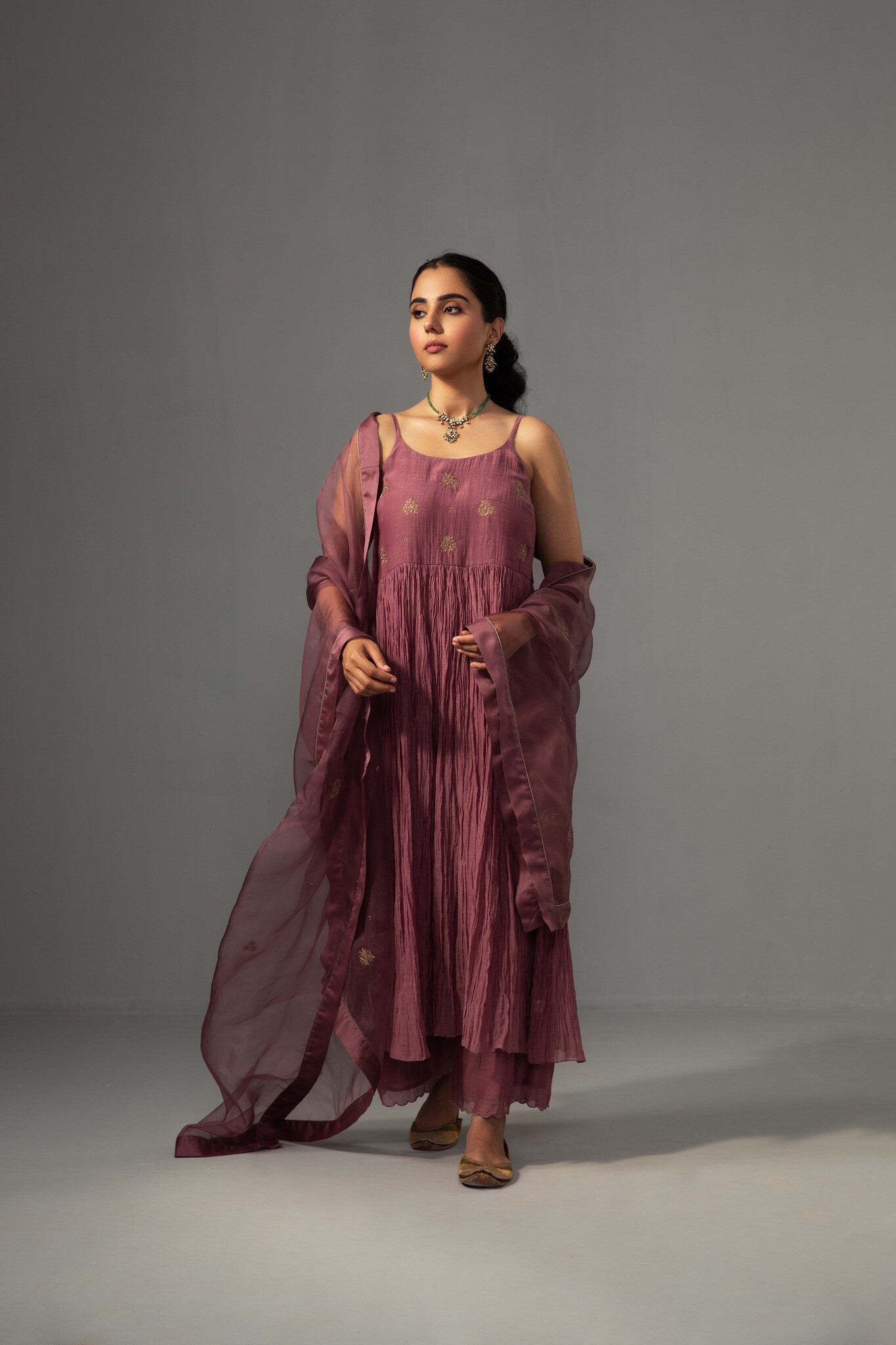 Roomani Ghera Set - Mauve - CiceroniKurta Set, Festive wearLabel Shreya Sharma