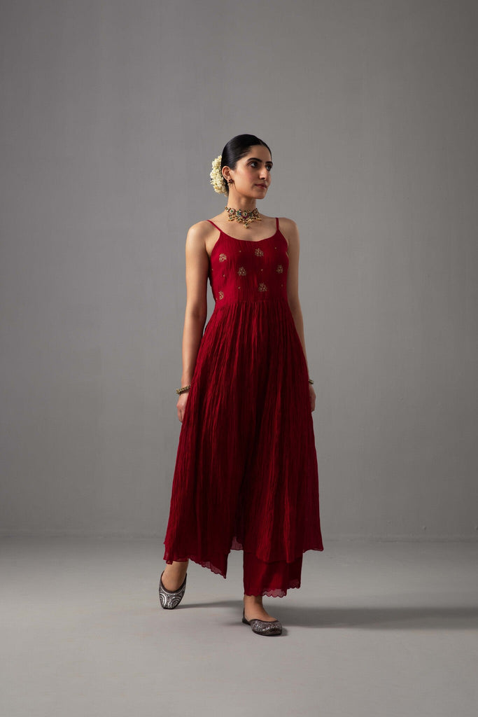 Roomani Ghera Set - Red - CiceroniKurta Set, Festive wearLabel Shreya Sharma
