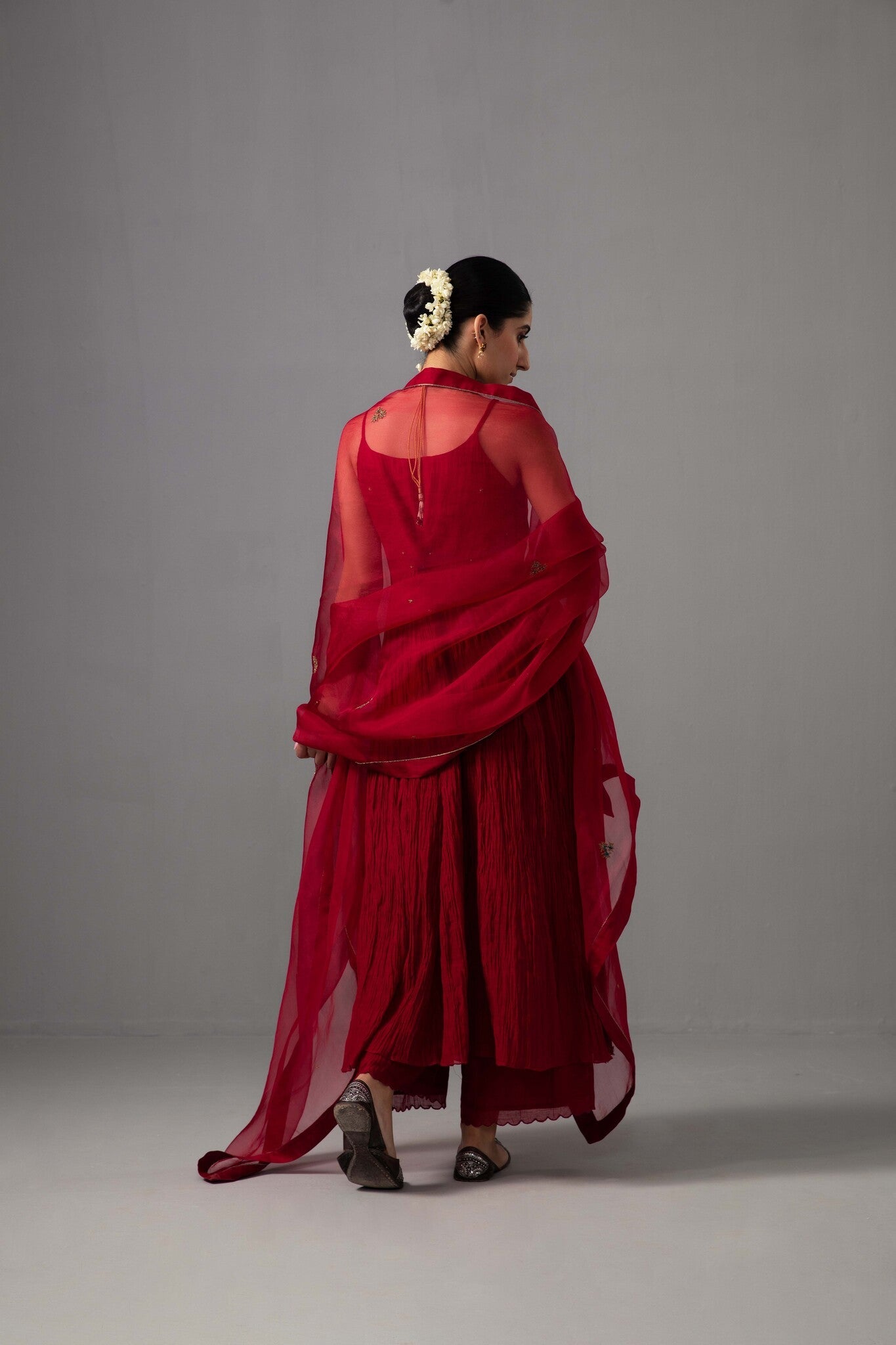 Roomani Ghera Set - Red - CiceroniKurta Set, Festive wearLabel Shreya Sharma