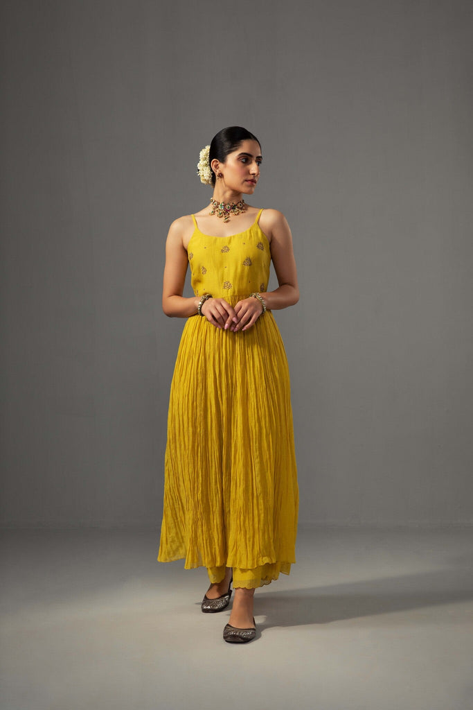 Roomani Ghera Set - Yellow - CiceroniKurta Set, Festive wearLabel Shreya Sharma