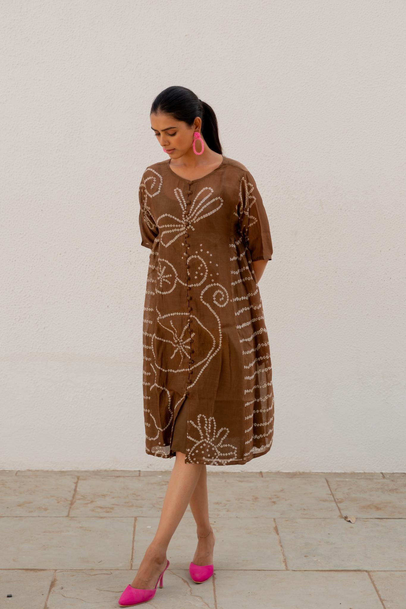 Rosewood Bandhani Dress - CiceroniDressesSilai Studio