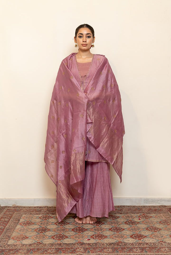 Ruhma Sharara Set - Lilac (Set of 4) - CiceroniKurta Set, Festive wearNirjara
