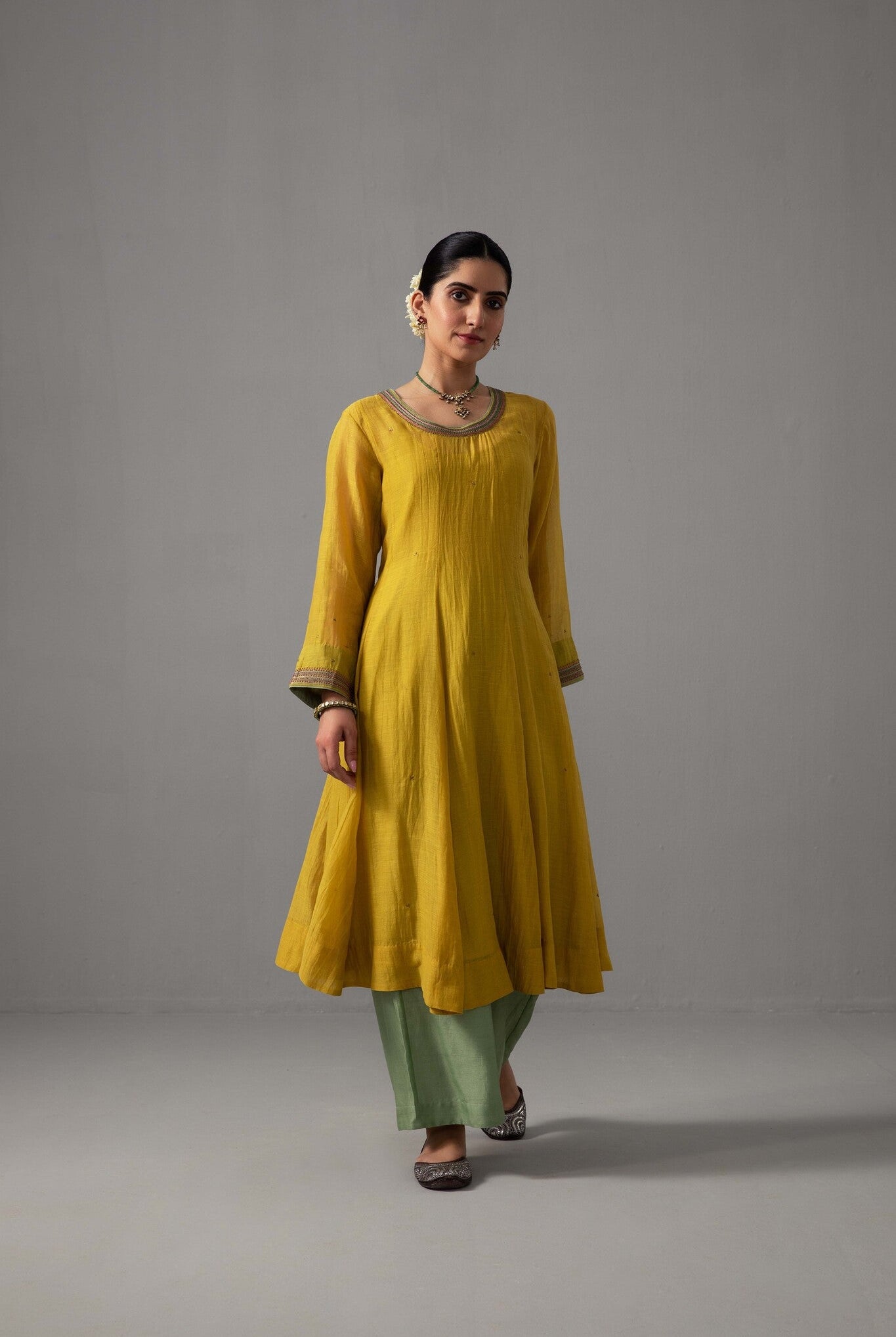 Rukmani Anarkali Set - Yellow - CiceroniKurta Set, Festive wearLabel Shreya Sharma