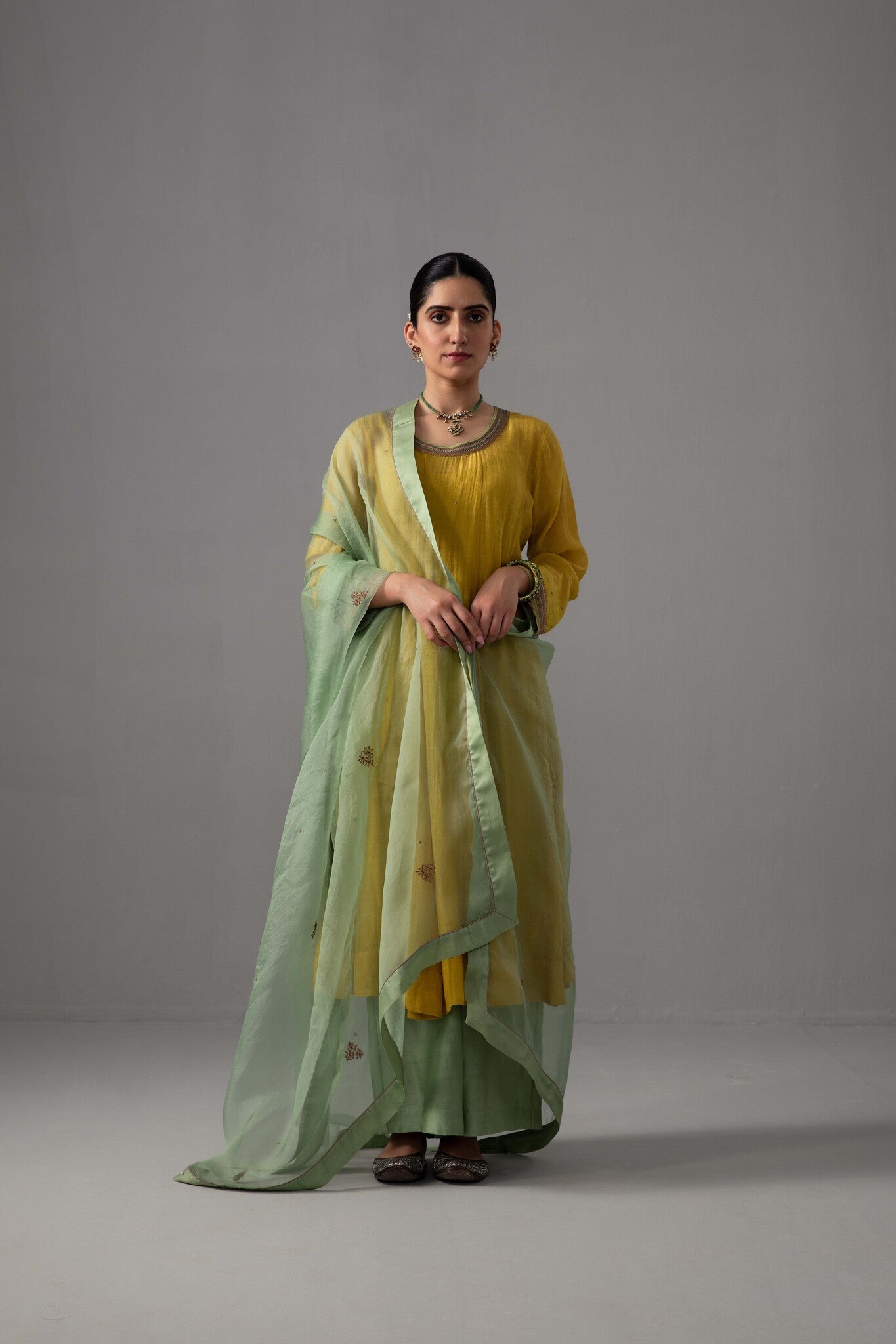 Rukmani Anarkali Set - Yellow - CiceroniKurta Set, Festive wearLabel Shreya Sharma