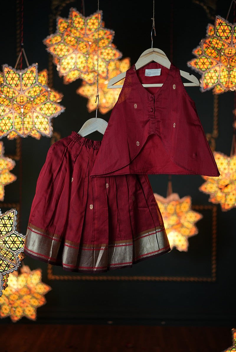 Rukmini Girls Ethnic Wear Top and Pleated Lehenga Skirt Co-ord Set - CiceroniLehenga SetLove The World Today