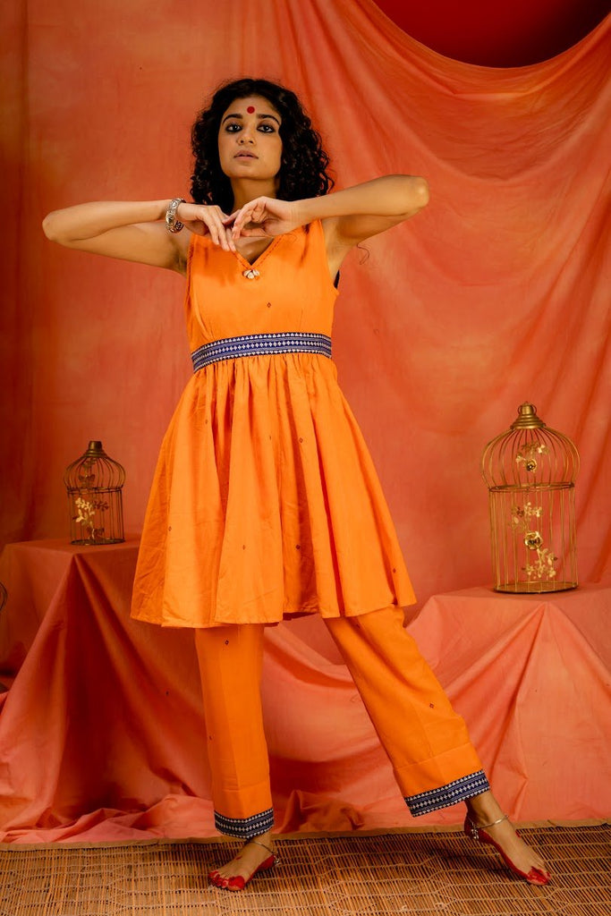 Saanjh Orange Dress - CiceroniDressesPrathaa