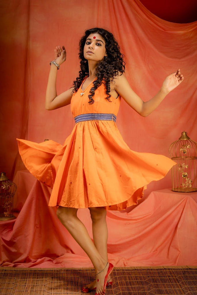 Saanjh Orange Dress - CiceroniDressesPrathaa