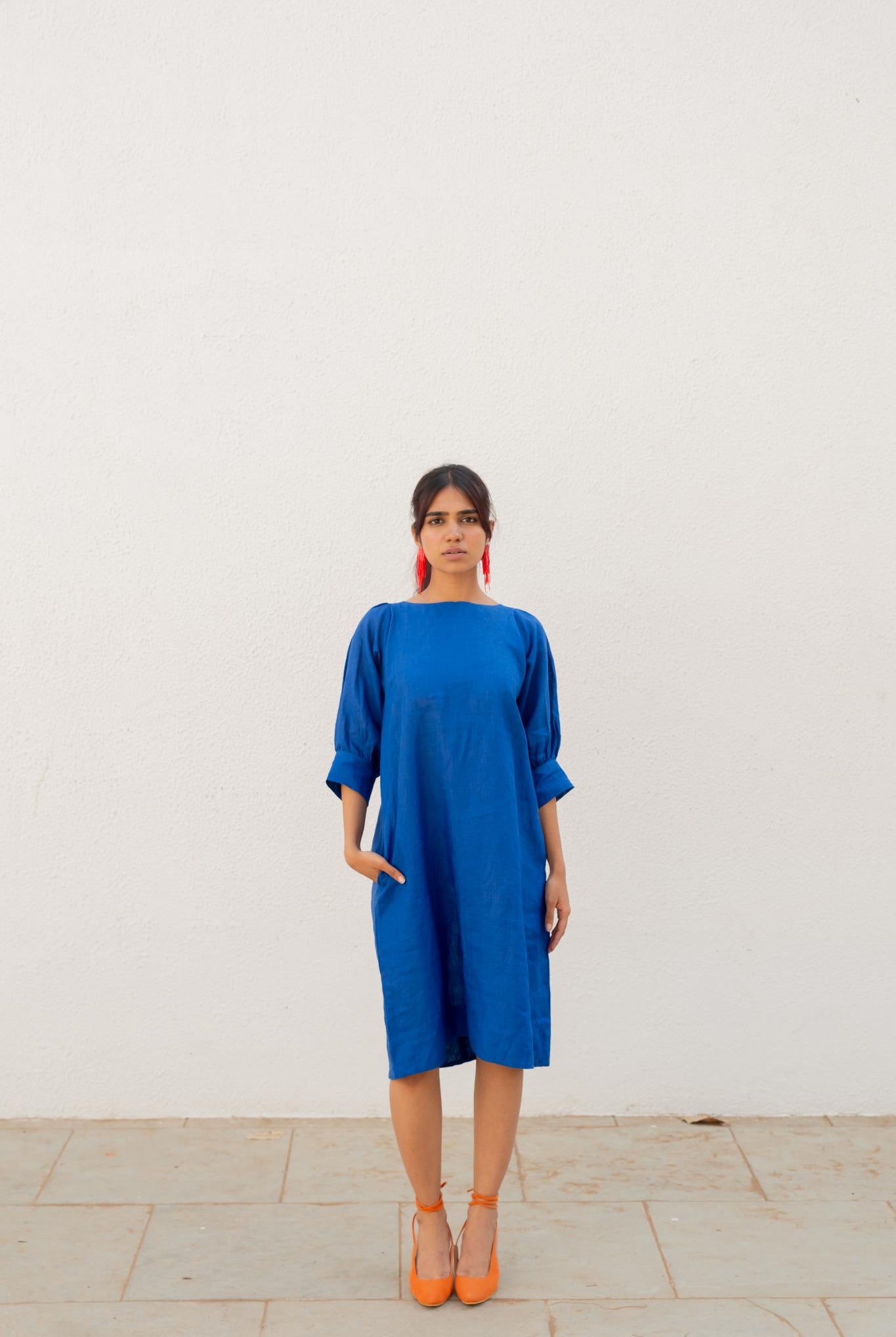 Sapphire Blue Linen Dress - CiceroniDressesSilai Studio