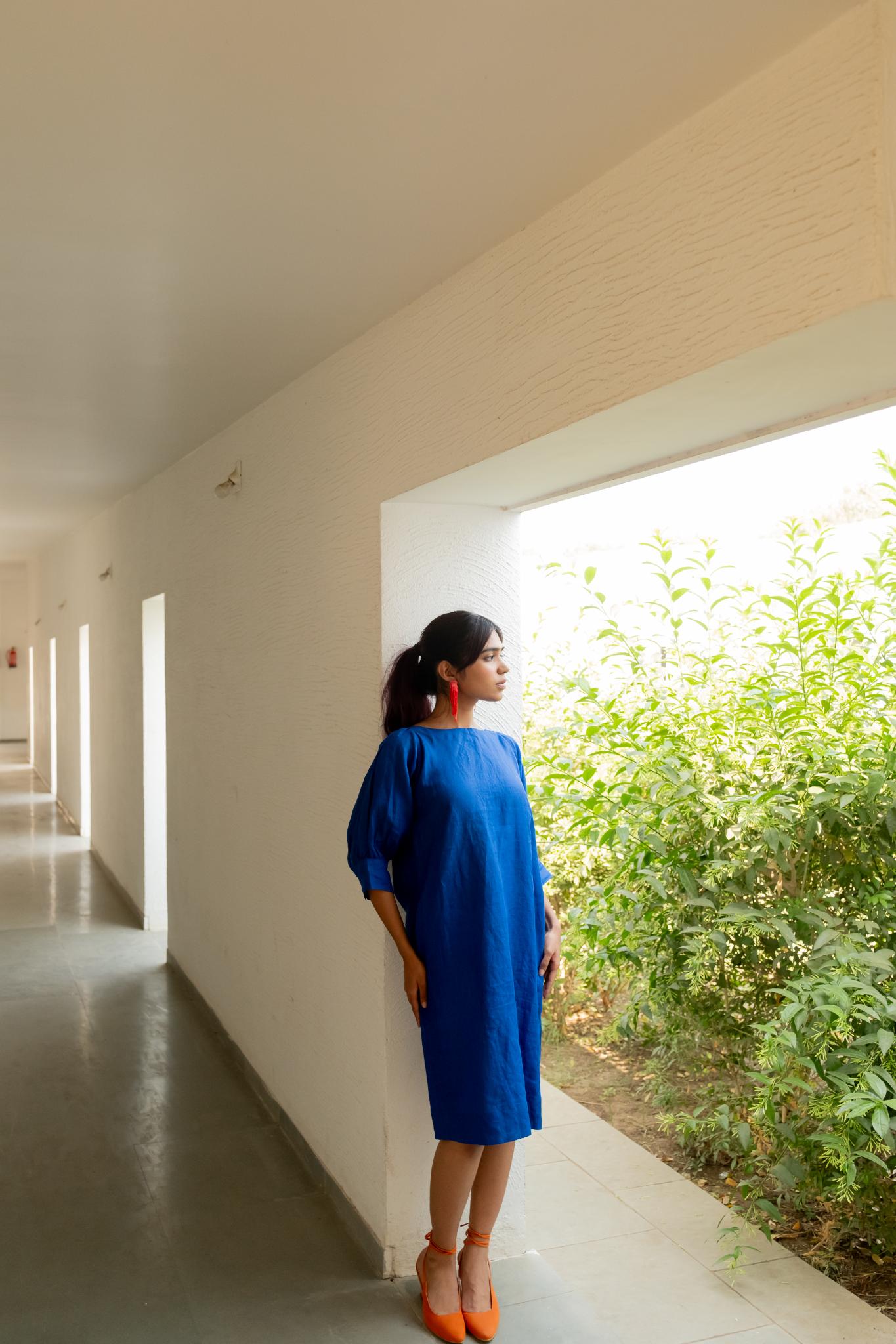 Sapphire Blue Linen Dress - CiceroniDressesSilai Studio