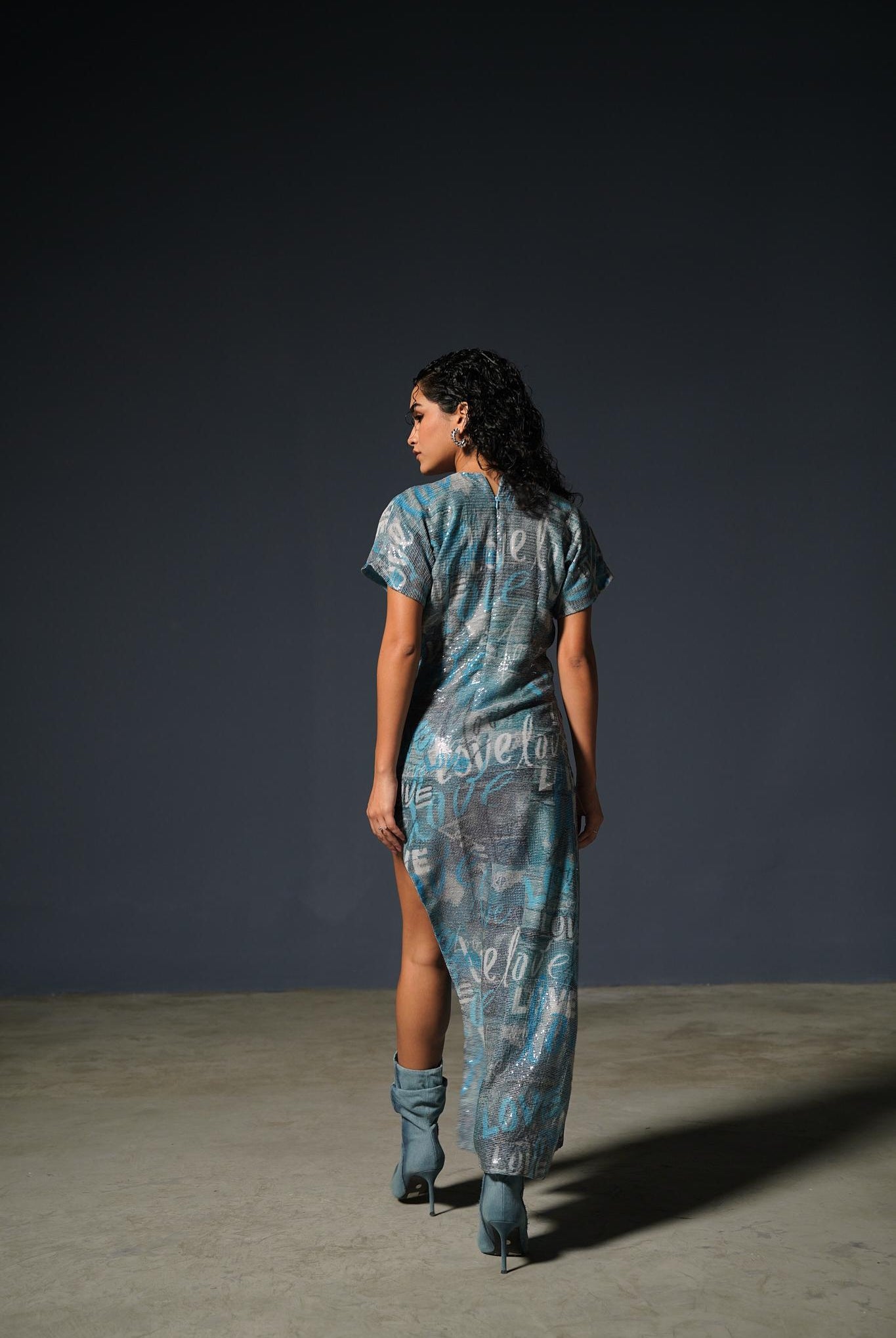Sequin Love Print Midi Dress - CiceroniDressesPriyanca Khanna