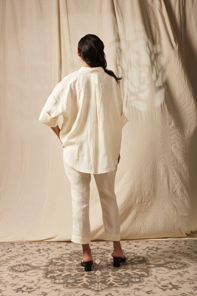 Shell Linen Oversized Flared Shirt Set - CiceroniCo-ord SetSaphed