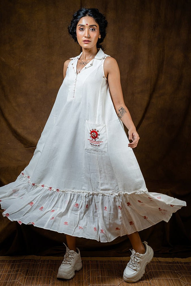 Shvet White Maxi Dress - CiceroniDressesPrathaa
