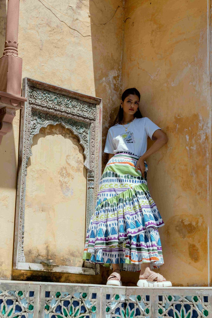 Slurp Skirt in Trippy tribe - CiceroniSkirtsHappi Space