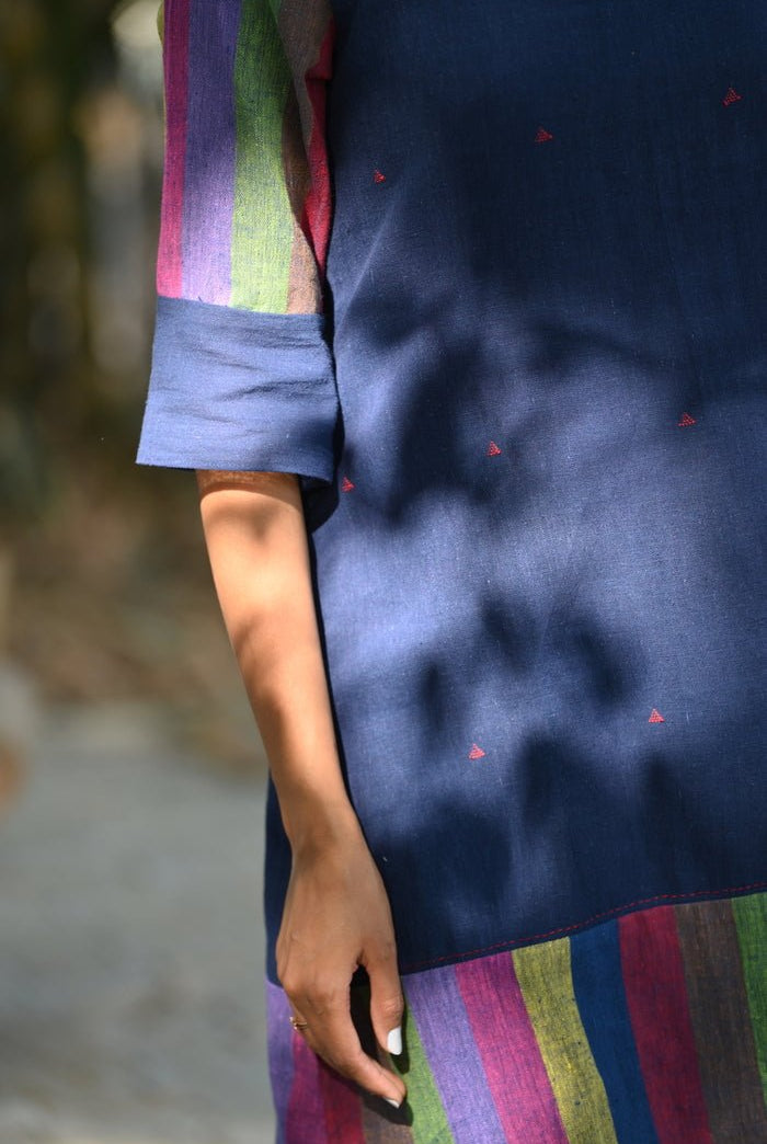 Square Panelled Dress - Blue - CiceroniDressesRang by Rajvi