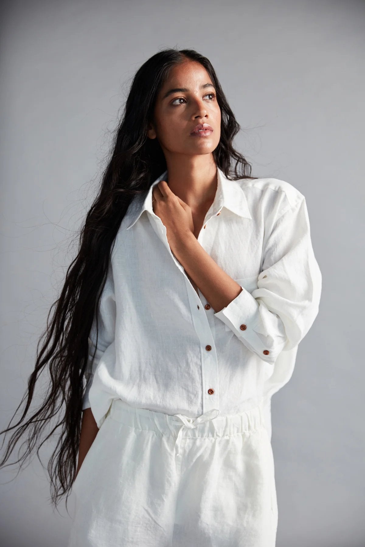Taj Linen Oversized Shirt Set - CiceroniCo-ord SetSaphed