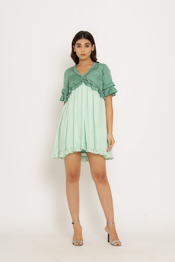 Teal-Tea Green Dress - CiceroniNeora