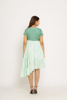 Teal-Tea Green Mid Length Dress - CiceroniNeora