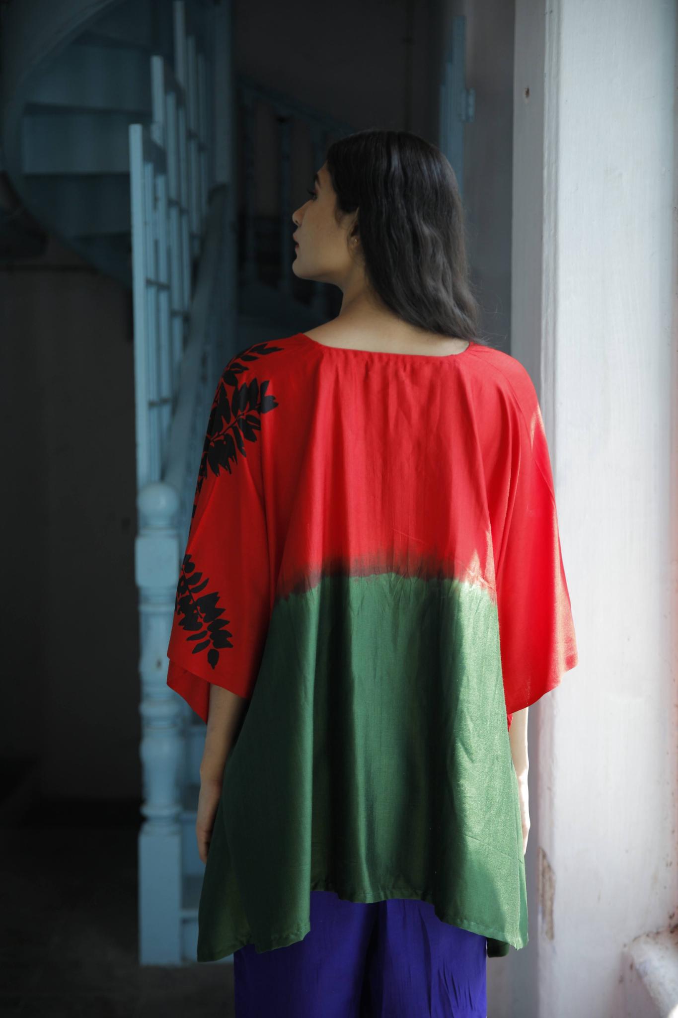 The 'Damp Foilage' Eri Peace silk Kaftan - CiceroniKaftanAeshaane