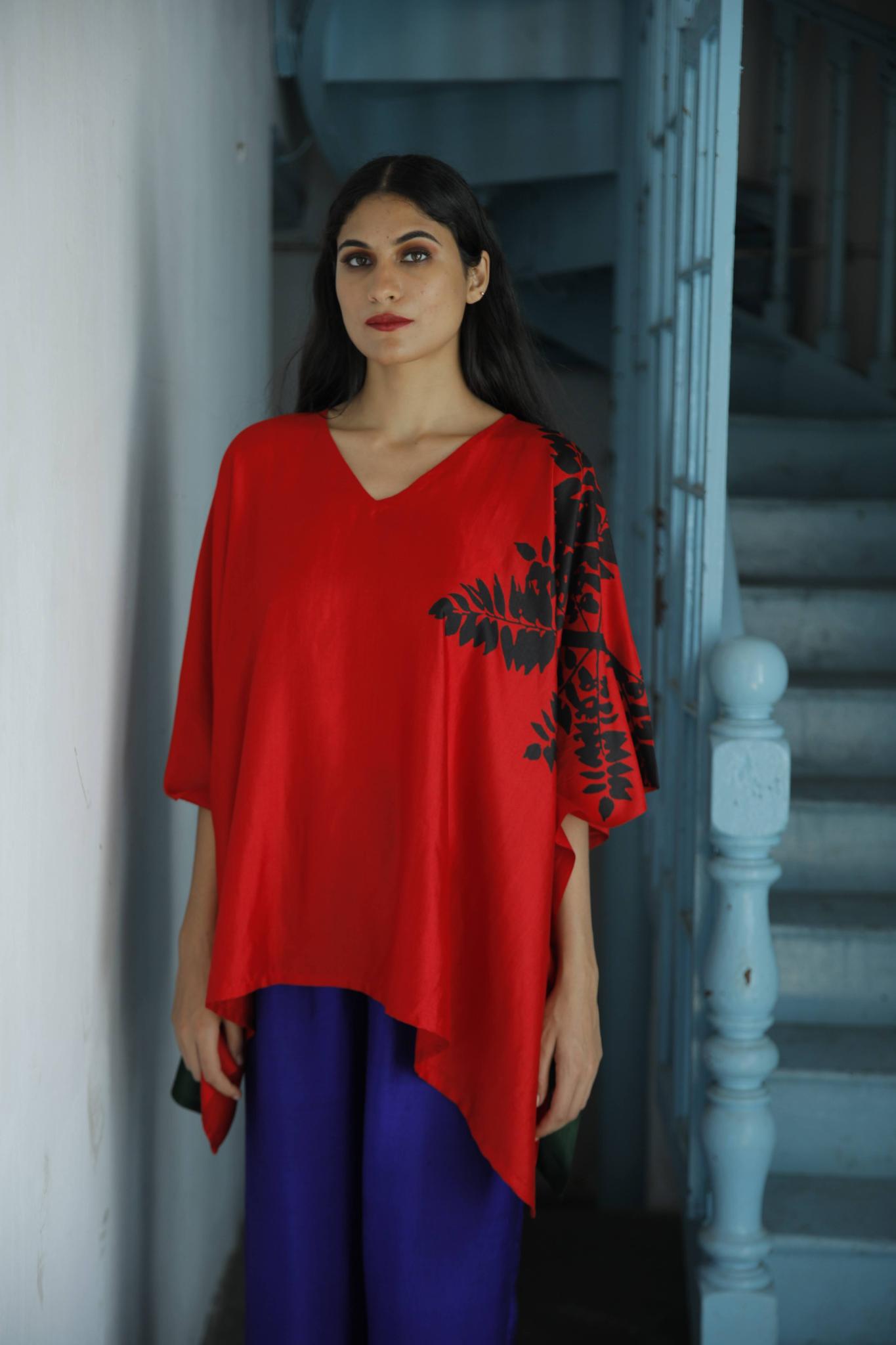 The 'Damp Foilage' Eri Peace silk Kaftan - CiceroniKaftanAeshaane
