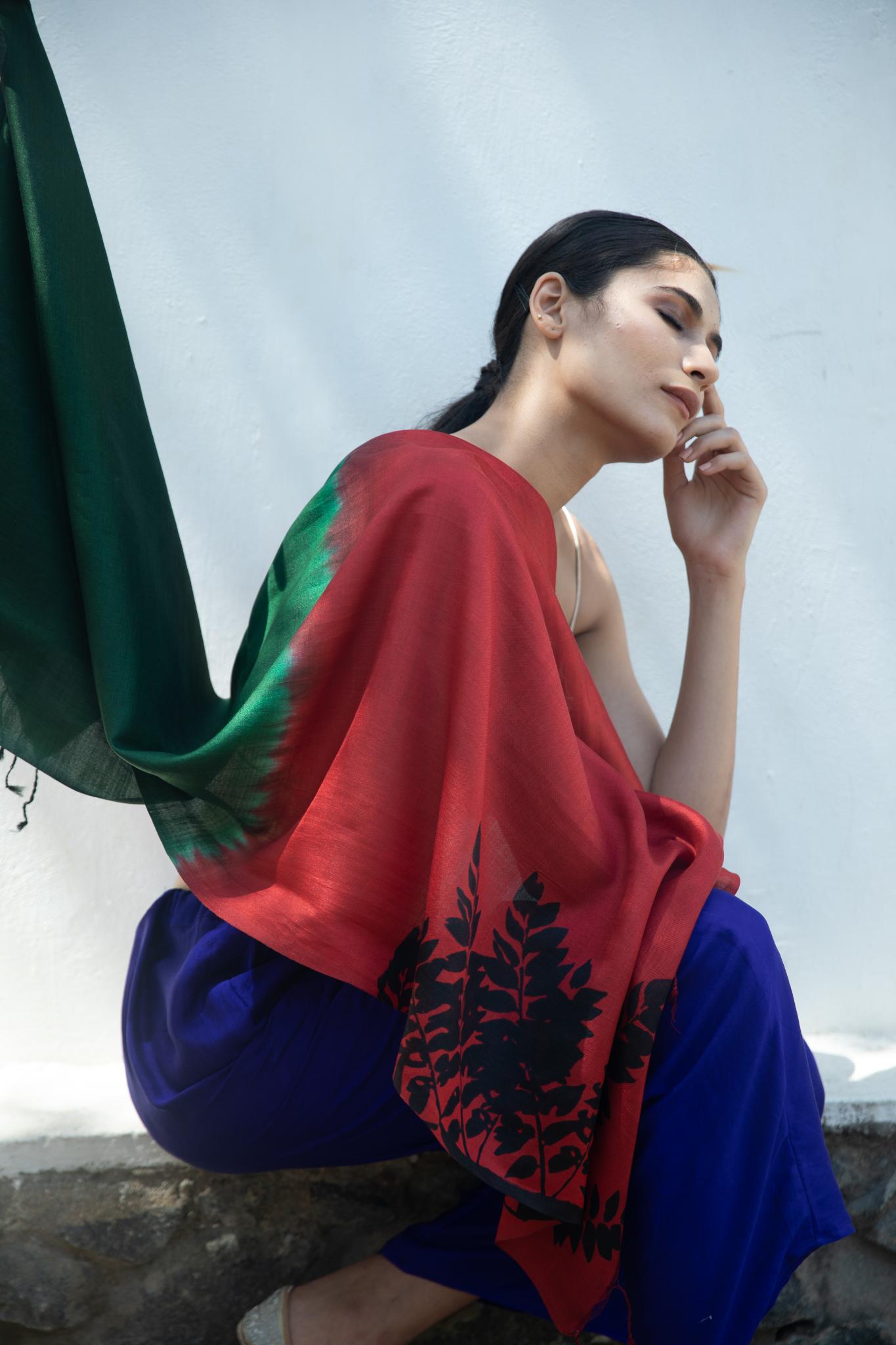 The 'Damp Foliage' Eri Silk Scarf - CiceroniScrafAeshaane