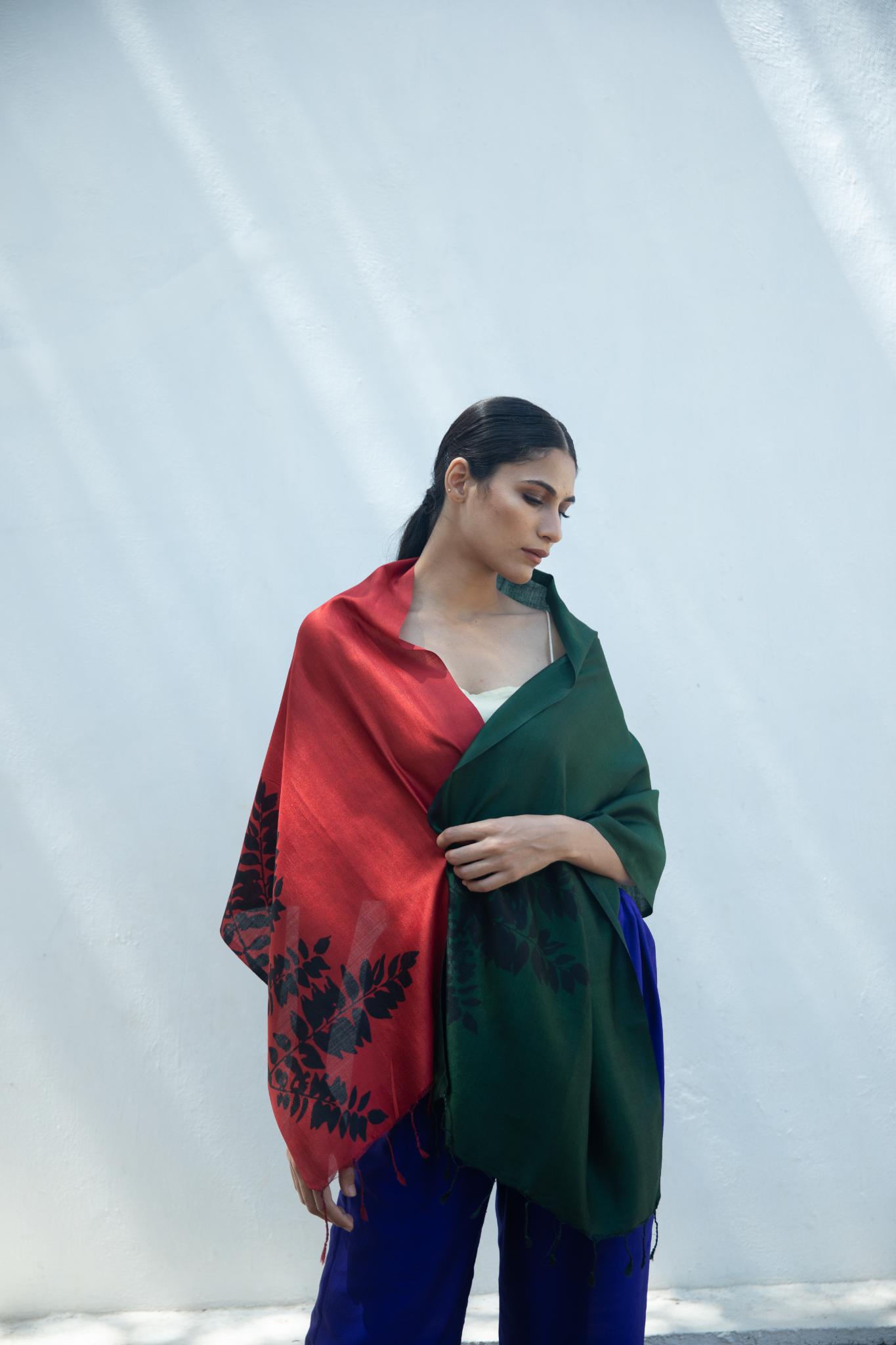 The 'Damp Foliage' Eri Silk Scarf - CiceroniScrafAeshaane