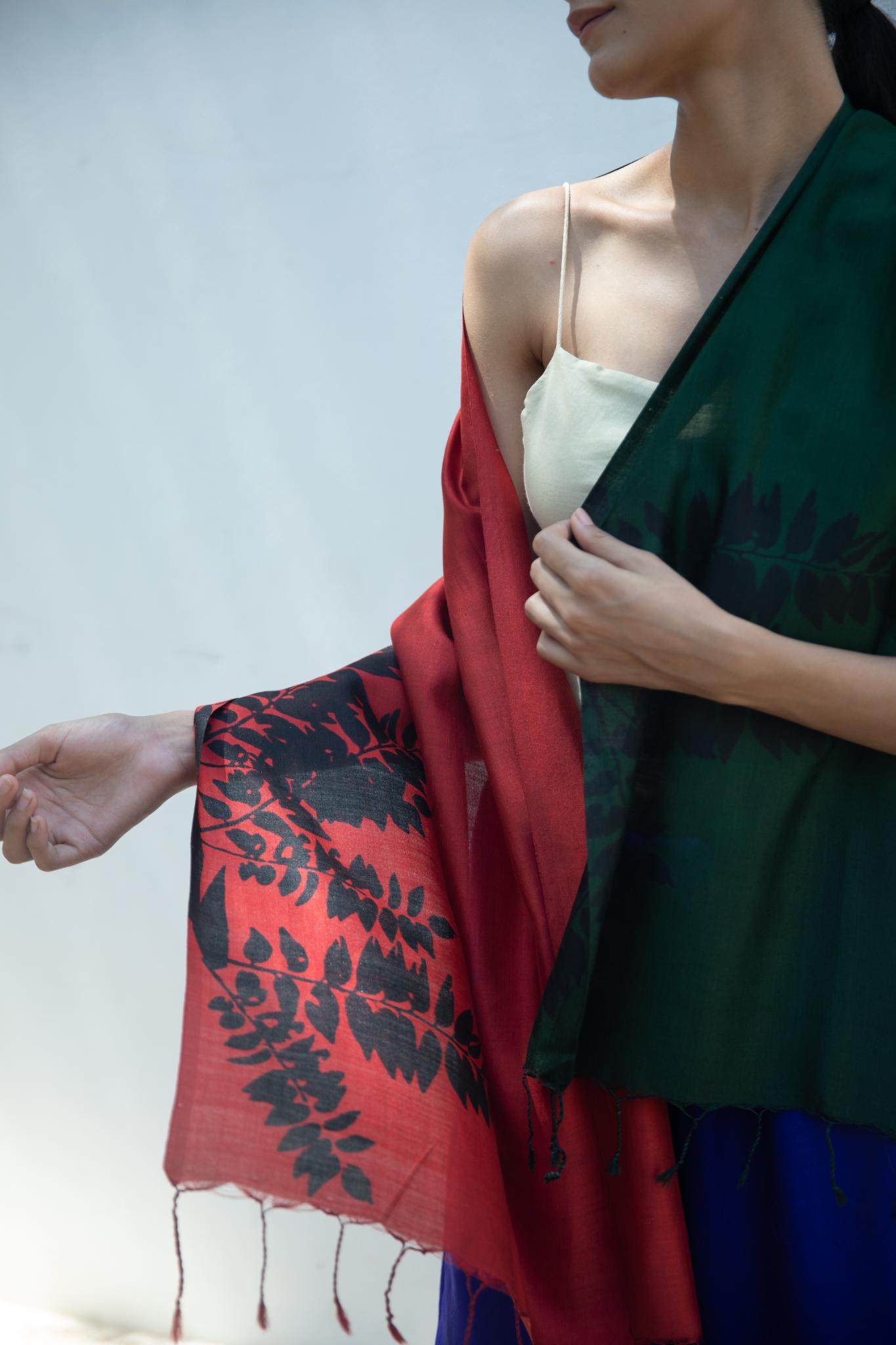 The 'Damp Foliage' Eri Silk Scarf - CiceroniScrafAeshaane