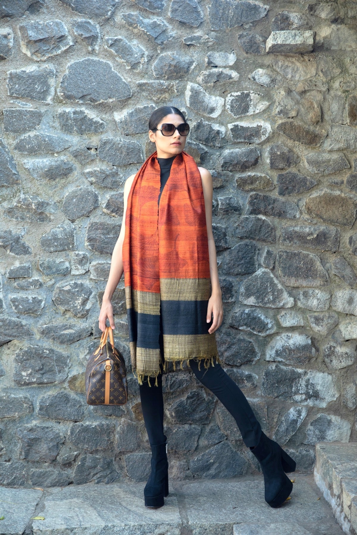 The 'Ginko Leaf' Tussar Silk Scarf - CiceroniScrafAeshaane