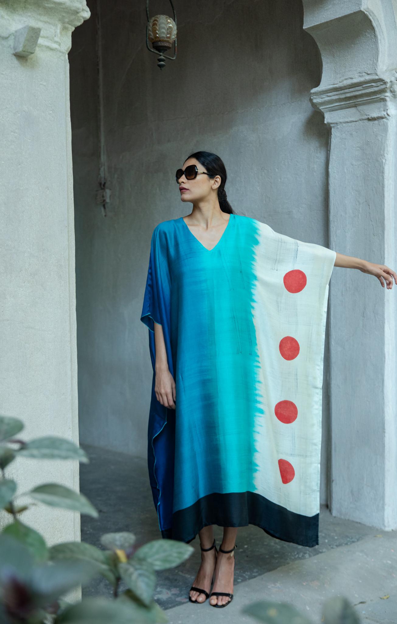 The 'Ombre' Eri Peace Silk Kaftan - CiceroniKaftanAeshaane