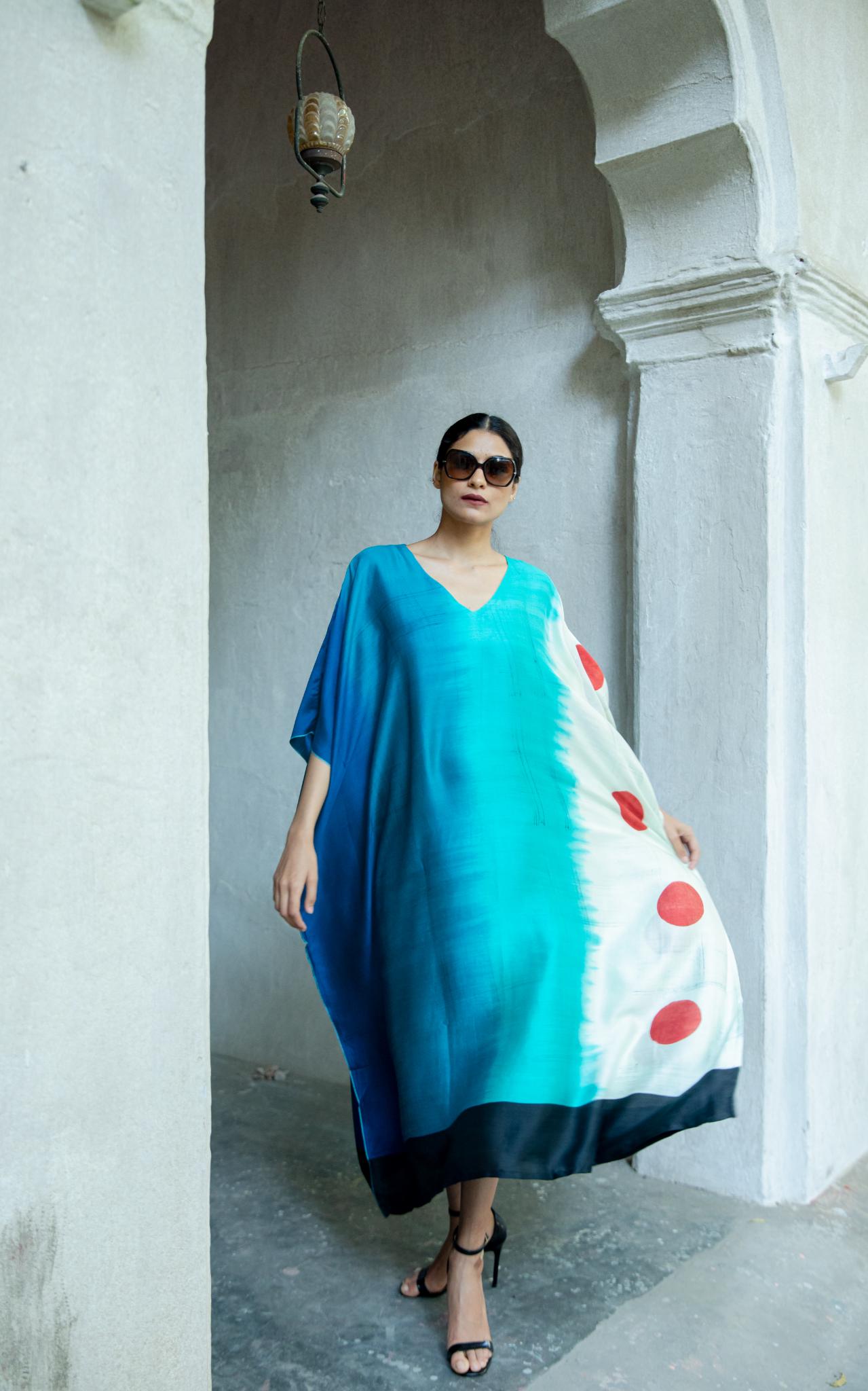 The 'Ombre' Eri Peace Silk Kaftan - CiceroniKaftanAeshaane
