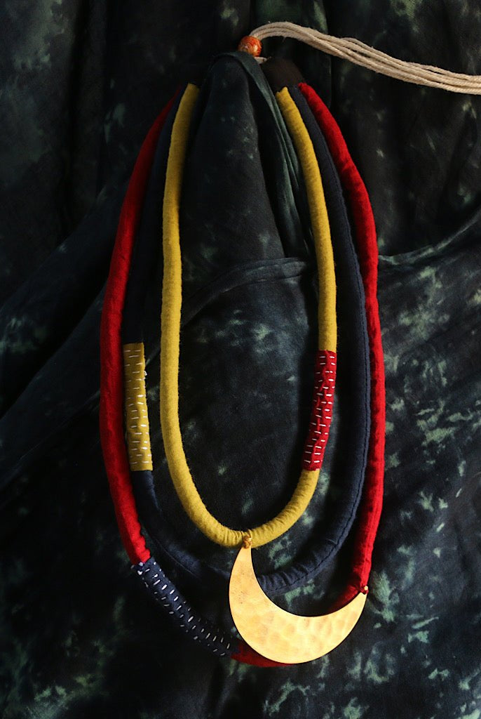 Three layered brass moon neckpiece - CiceroniNeckpieceBy Nirjari