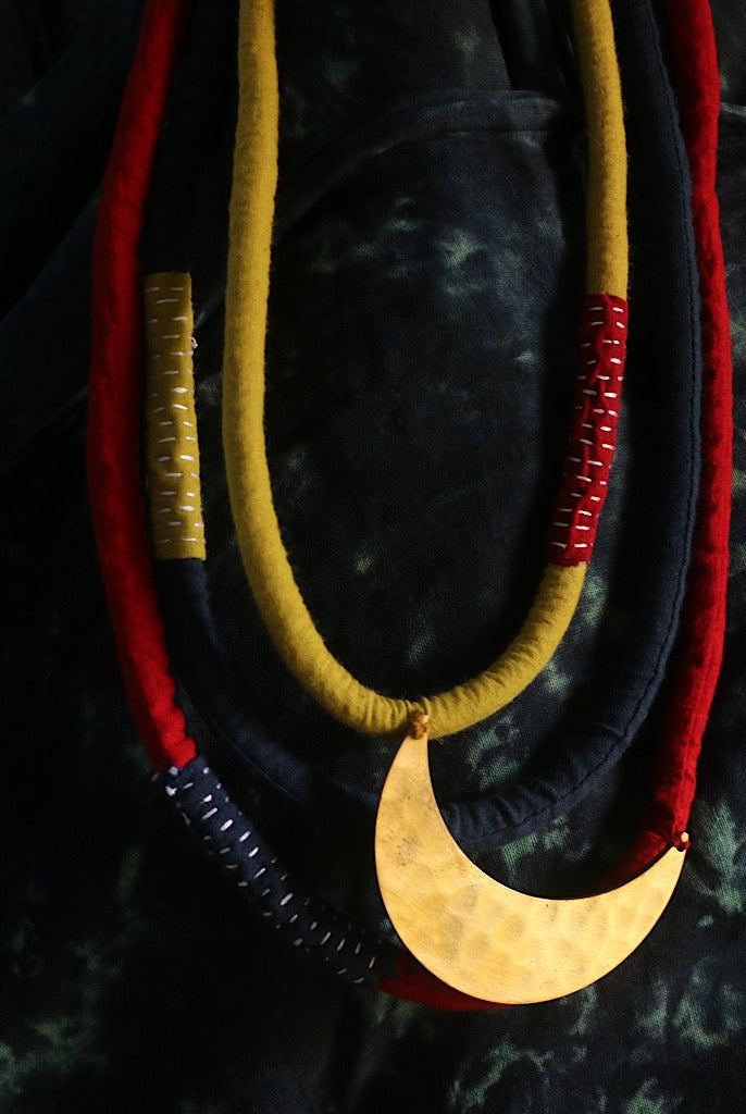 Three layered brass moon neckpiece - CiceroniNeckpieceBy Nirjari