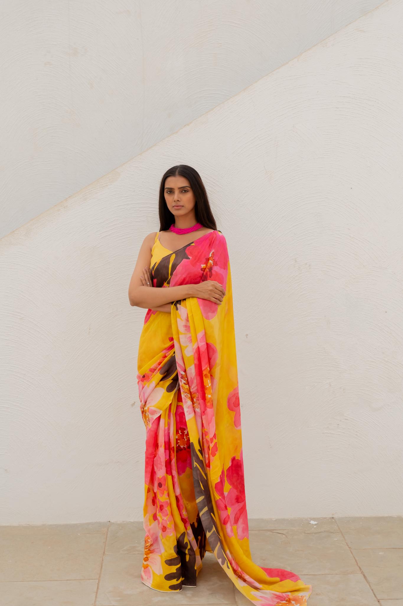 Tuscany Flowers Saree - CiceroniSareeSilai Studio