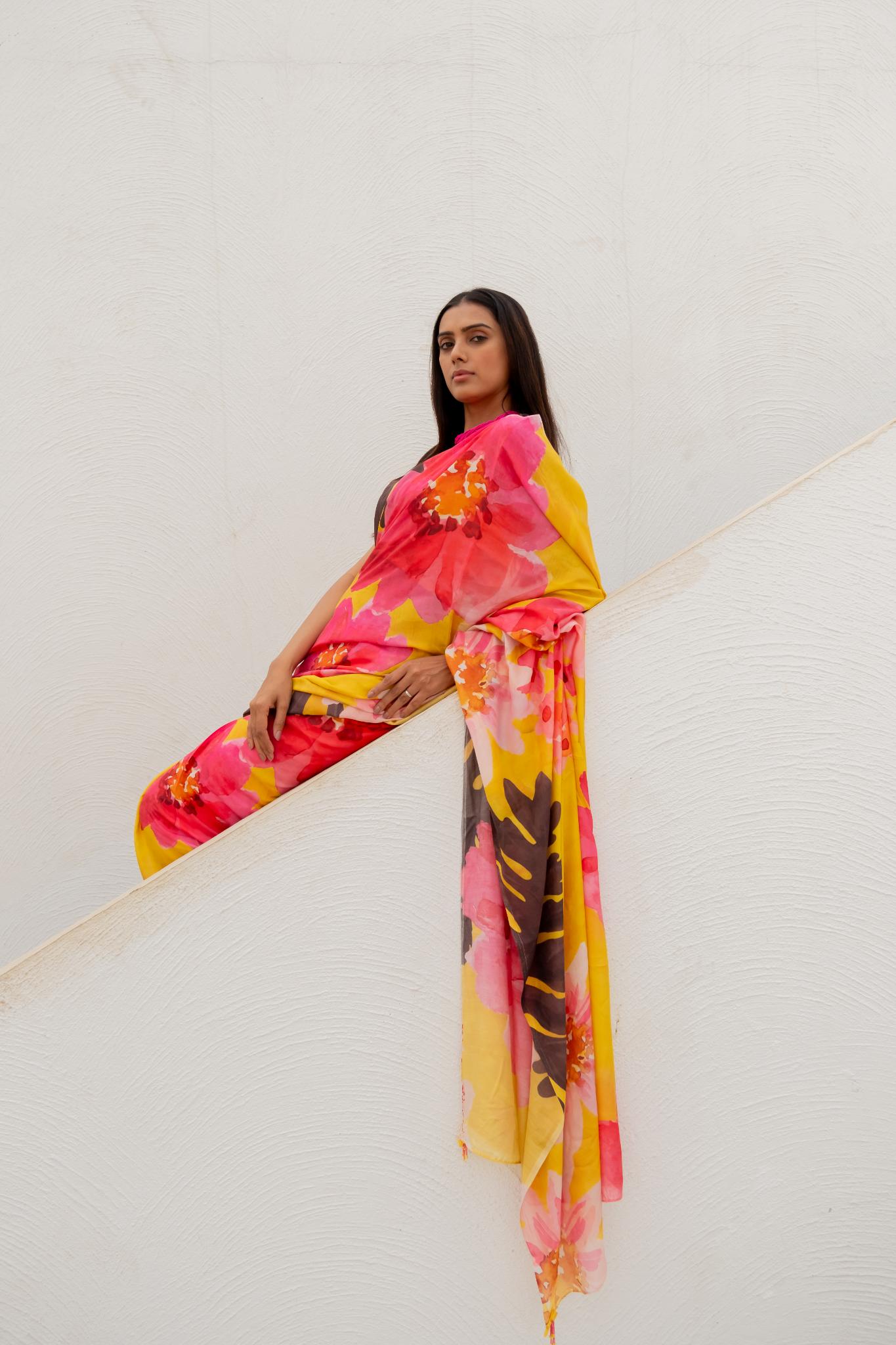 Tuscany Flowers Saree - CiceroniSareeSilai Studio