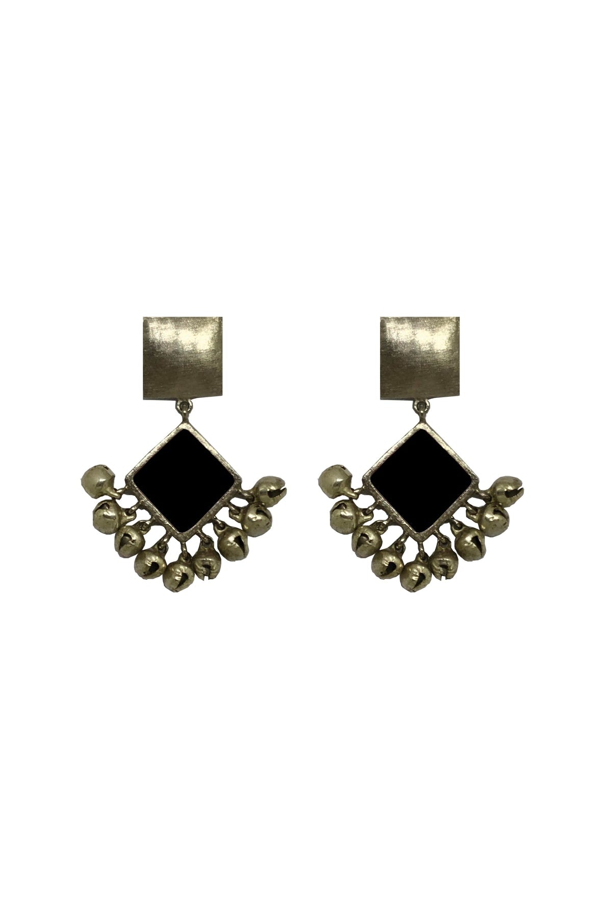 Two Tier Diamond Earrings - Black - CiceroniAaree