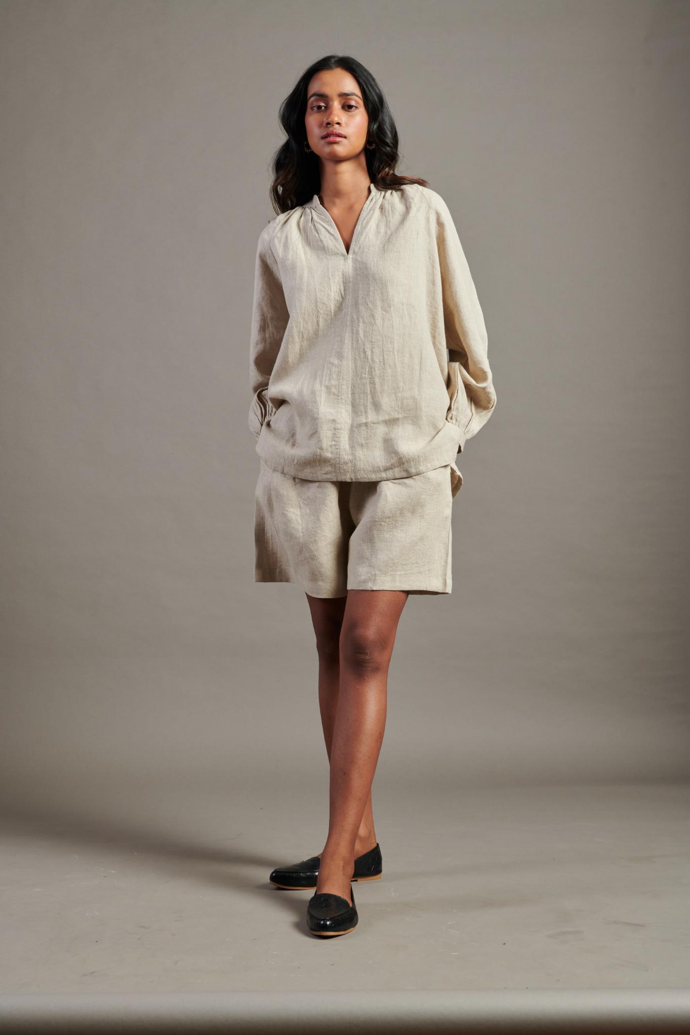 Undyed Linen Billow Shorts Set - CiceroniCo-ord SetSaphed
