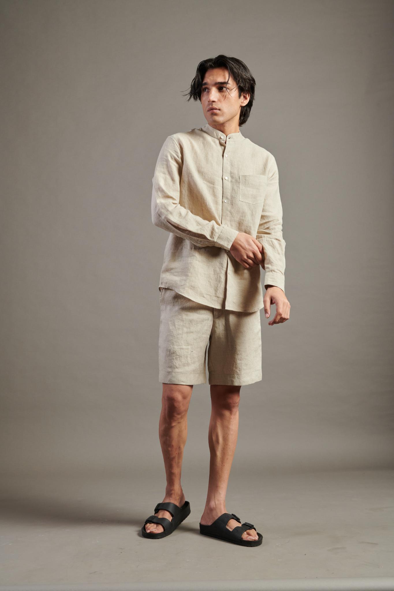 Undyed Linen Golf Shorts - CiceroniShortsSaphed
