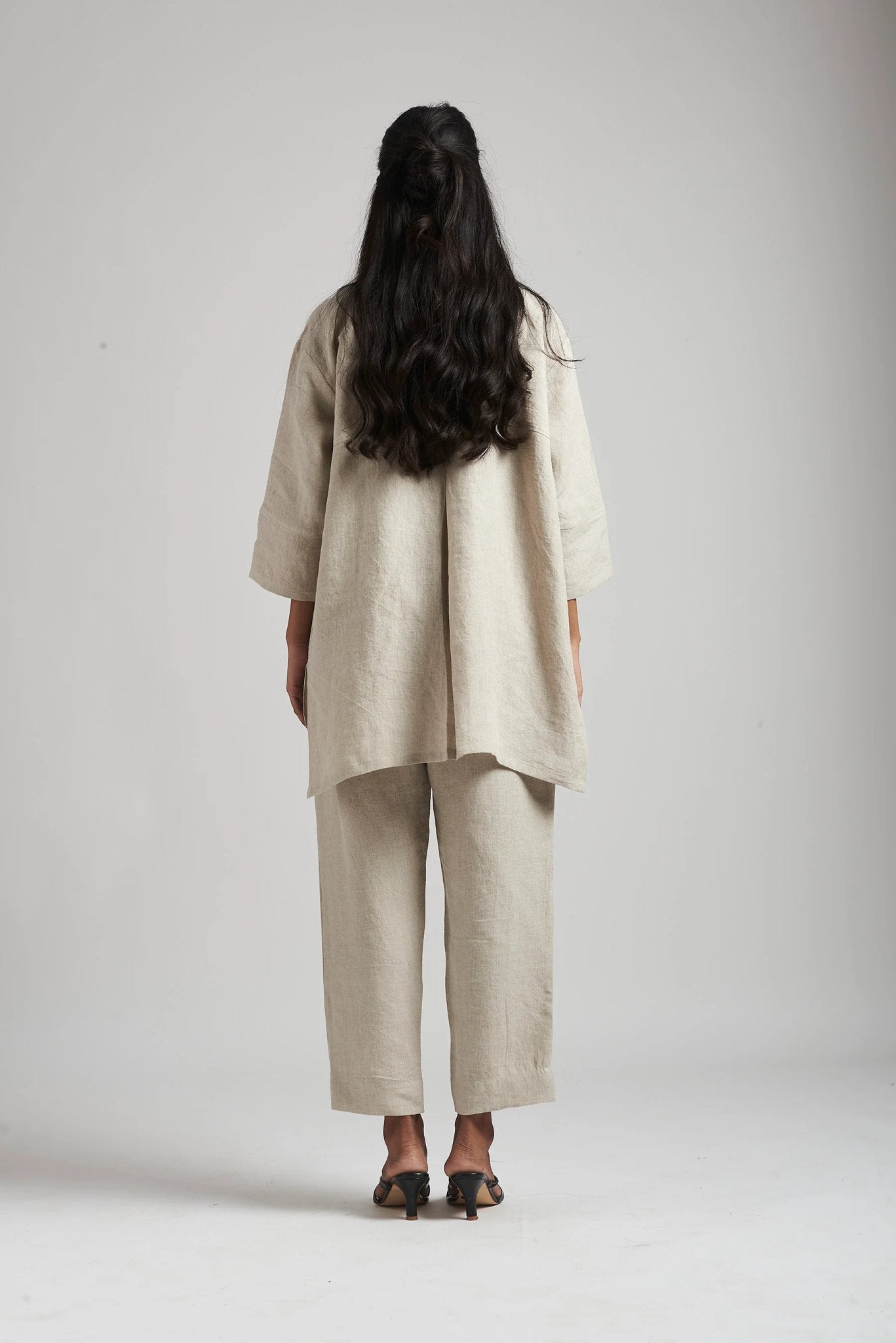 Undyed Linen Short Kurta Set - CiceroniCo-ord SetSaphed