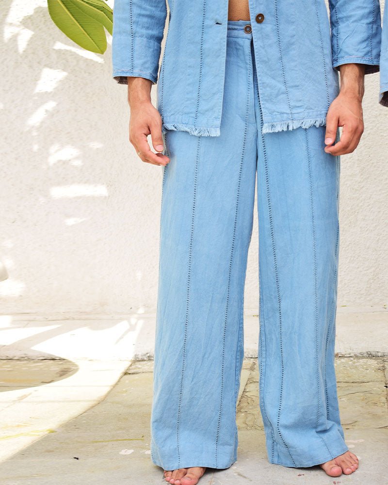 Unisex Blue Linen Trouser - CiceroniTrousersSonica Sarna