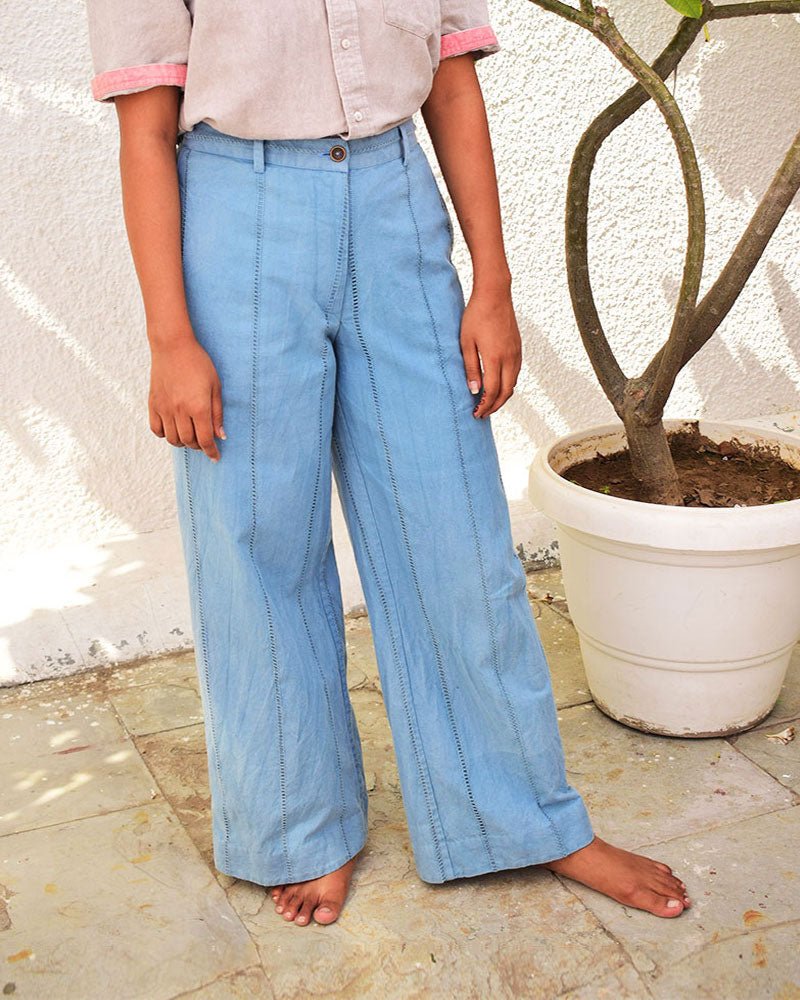 Reiss Demi Petite Garment Dyed Linen Trousers, Ice Blue, 6