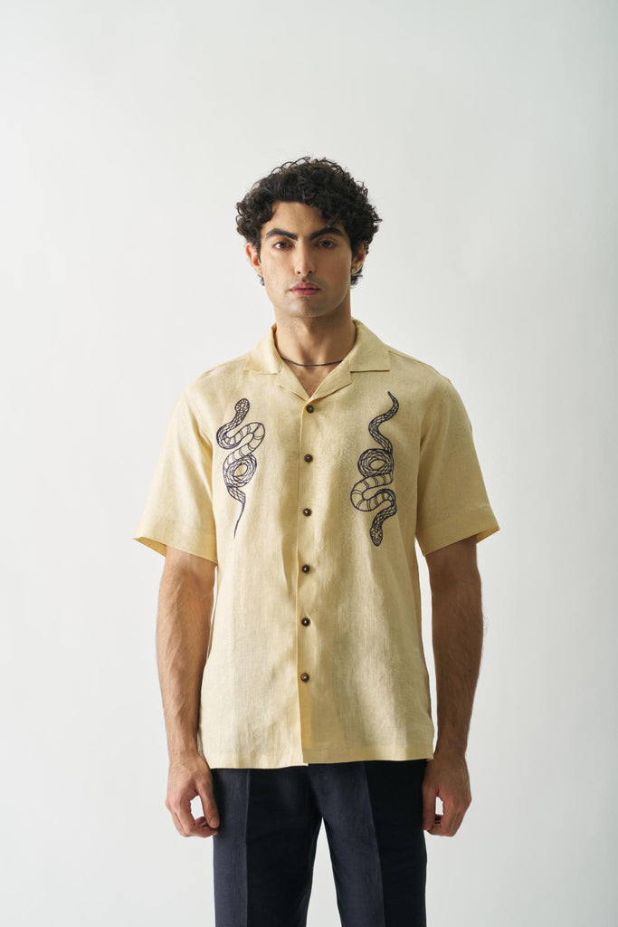 Venomous Aesthetic - Mens Hand Embroidered Pure Linen Shirt - CiceroniShirtsCultura Studio